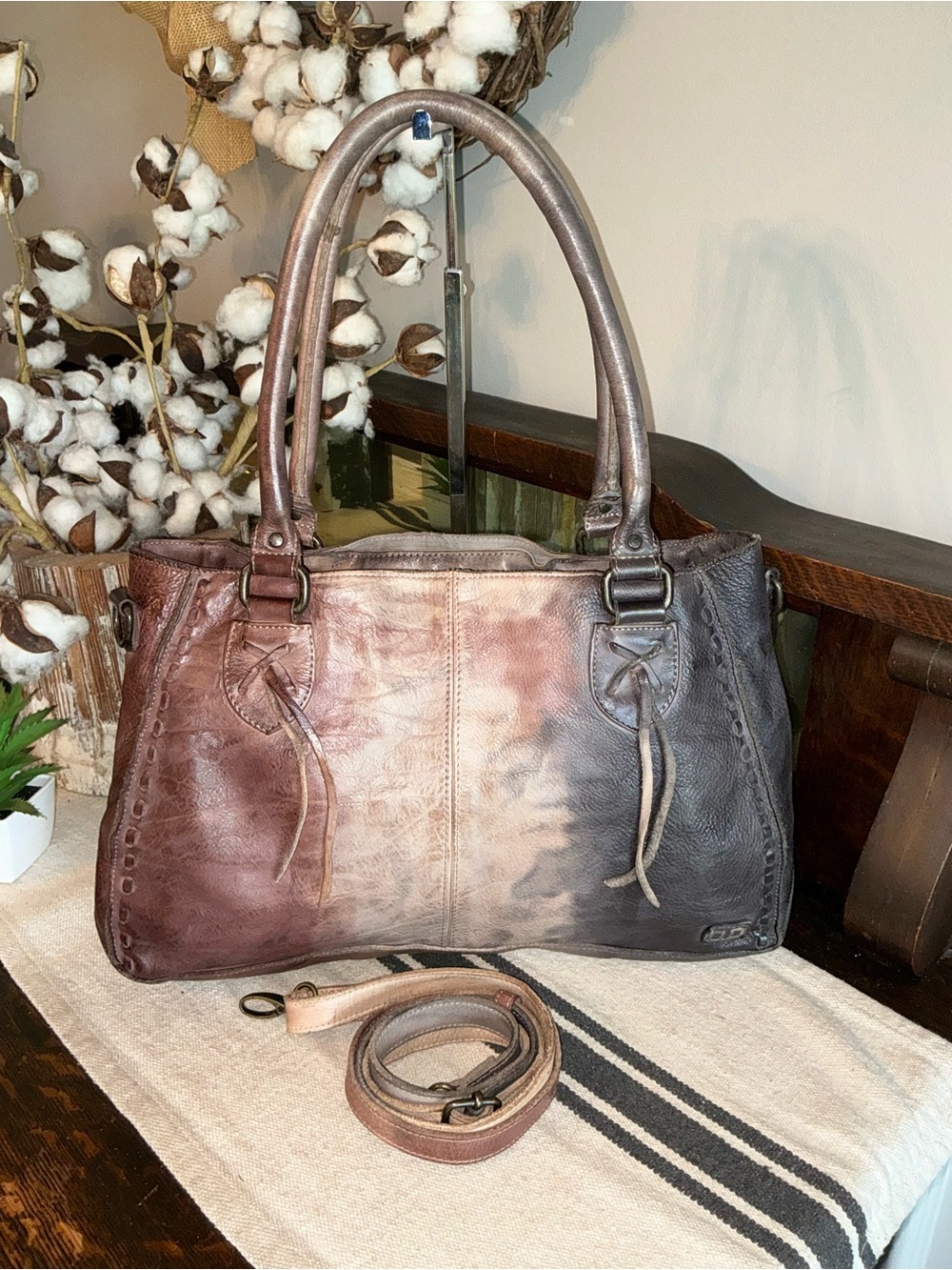 NWOT Bed Stu Rockababy Leather Satchel Shoulder Crossbody Bag Starry Night $300